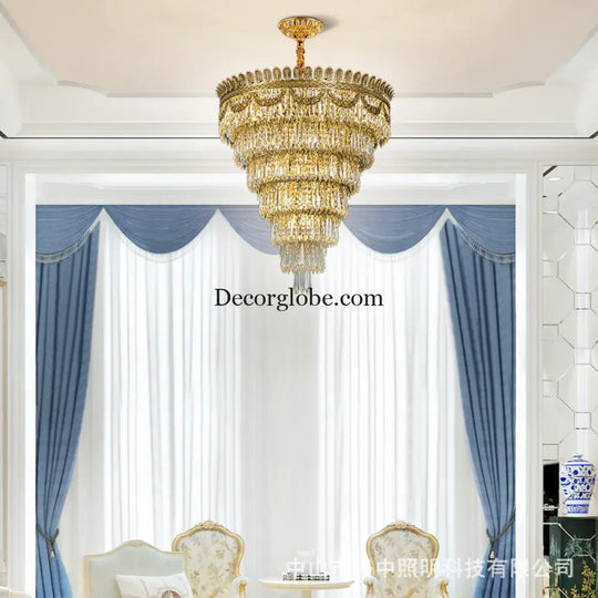 Serenity French All-Copper Light Luxury Hollow Crystal Chandelier Diameter 80cm height 80cm Chandelier