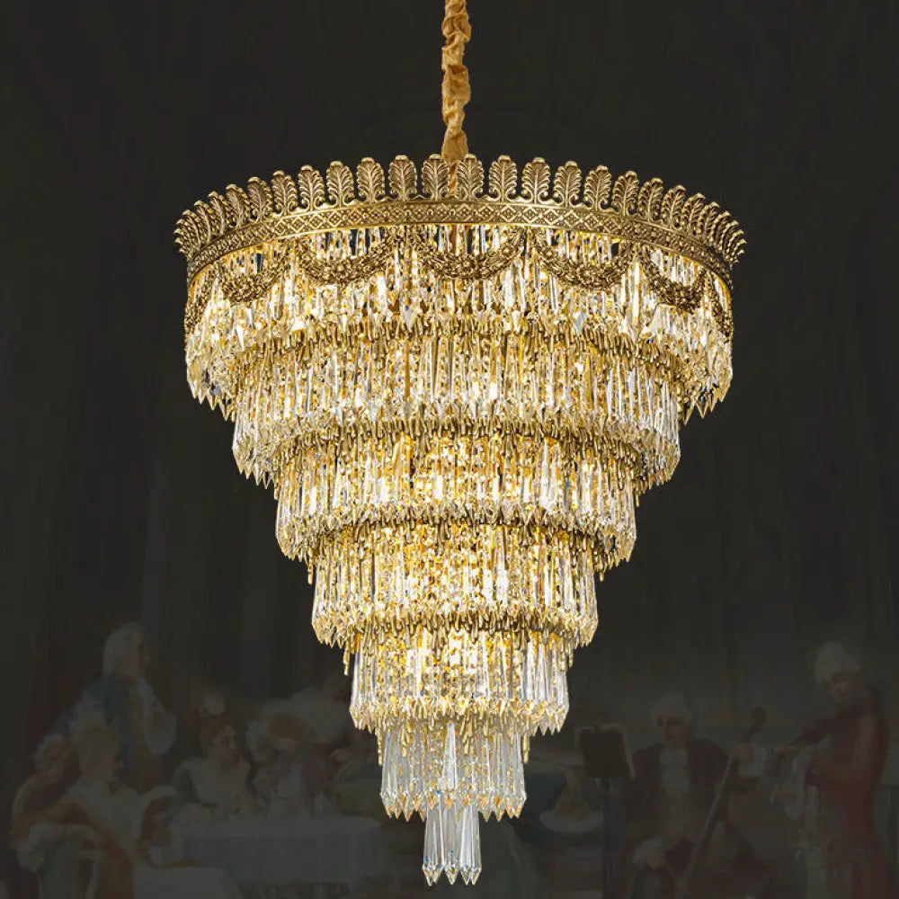 Serenity French All-Copper Light Luxury Hollow Crystal Chandelier Diameter 80cm height 80cm Chandelier