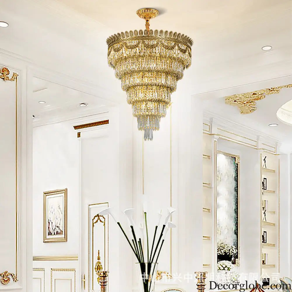 Serenity French All-Copper Light Luxury Hollow Crystal Chandelier Diameter 80cm height 80cm Chandelier