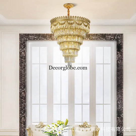 Serenity French All-Copper Light Luxury Hollow Crystal Chandelier Diameter 80cm height 80cm Chandelier