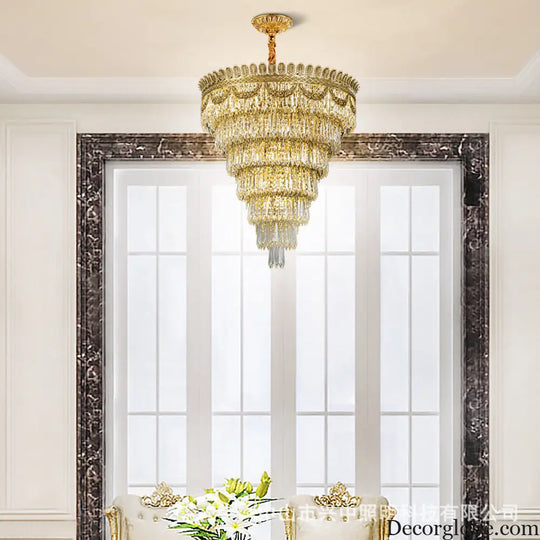 Serenity French All-Copper Light Luxury Hollow Crystal Chandelier Diameter 80cm height 80cm Chandelier