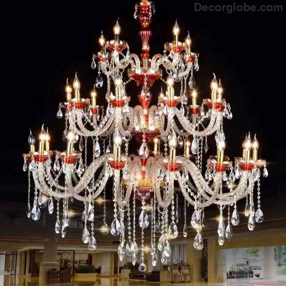 SERION Red Crystal Grand Luxury Chandelier Chandelier