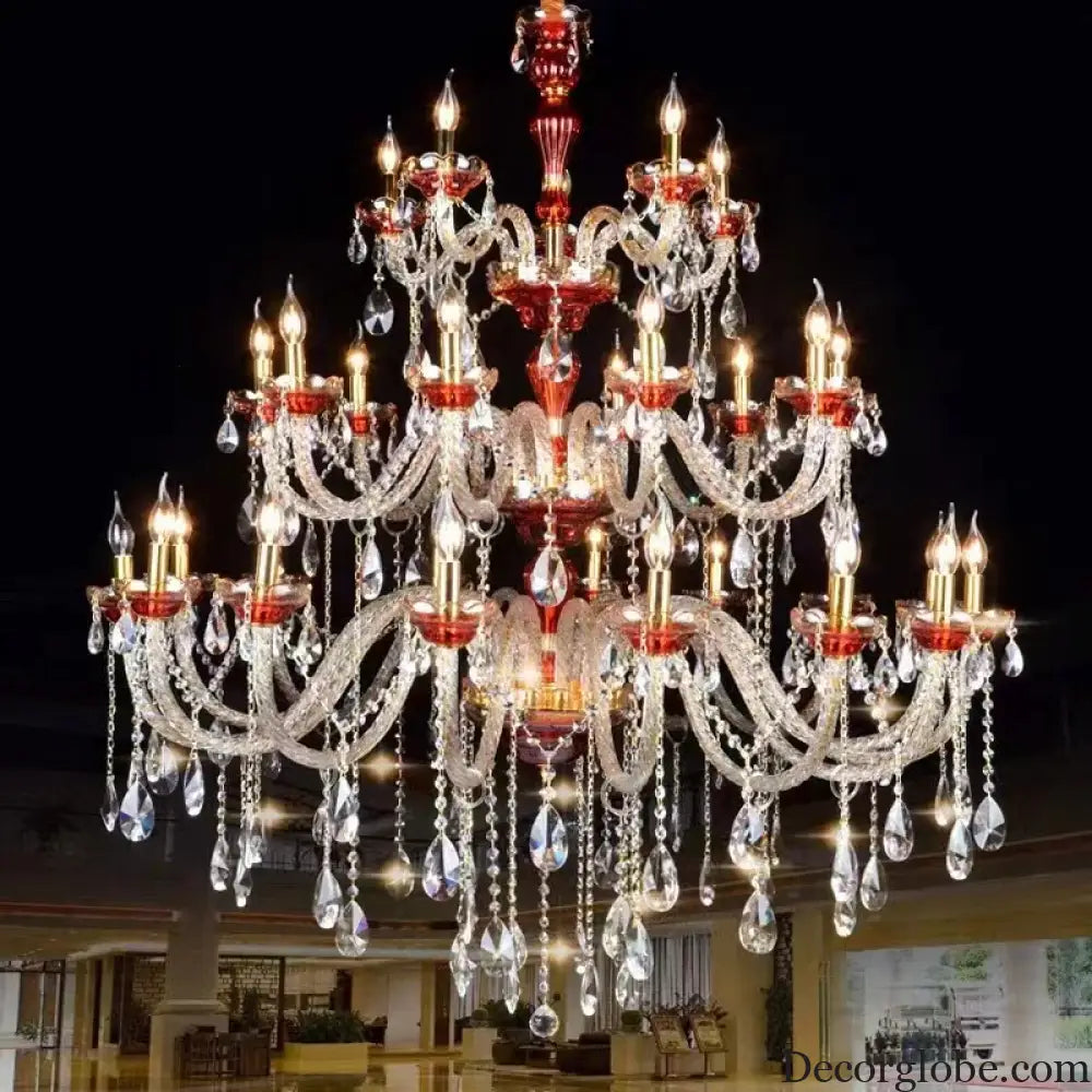 SERION Red Crystal Grand Luxury Chandelier Chandelier