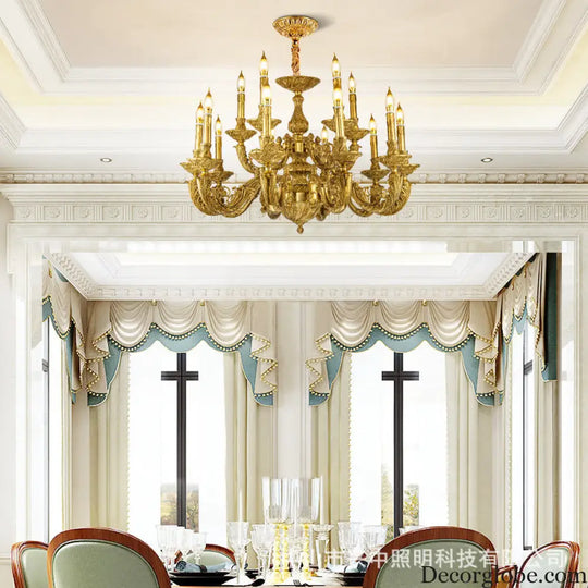 French Baroque Crystal Copper Branch Chandelier