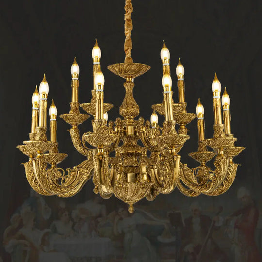 French Baroque Crystal Copper Branch Chandelier