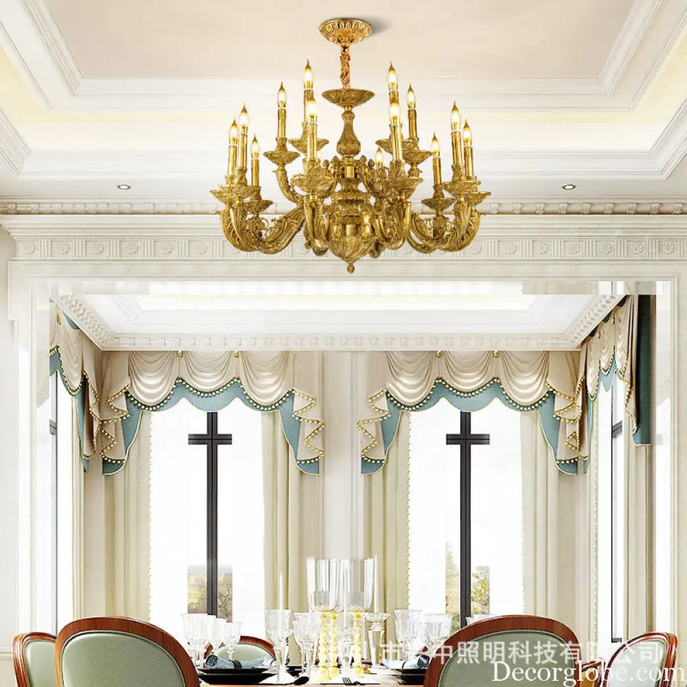 French Baroque Crystal Copper Branch Chandelier