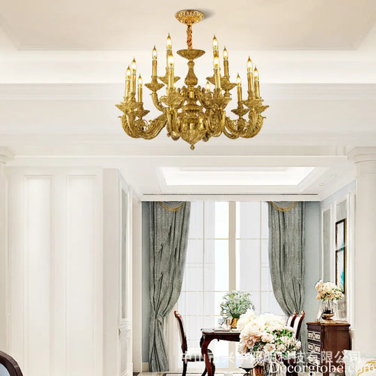 French Baroque Crystal Copper Branch Chandelier