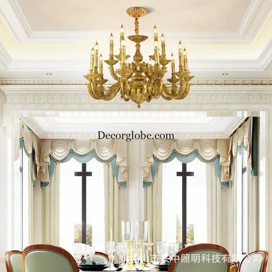 French Baroque Crystal Copper Branch Chandelier