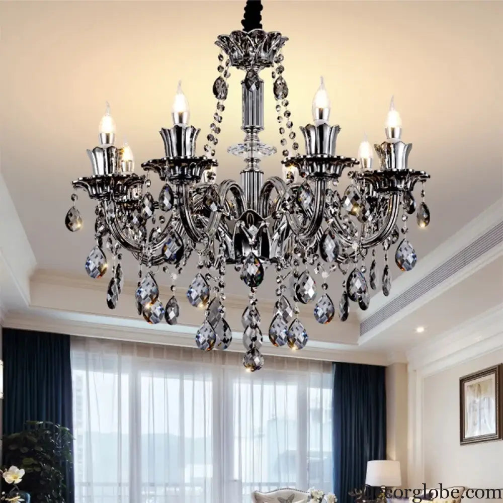 Smoky Gray Crystal Chandelier for Foyer and Staircase Lighting Chandelier