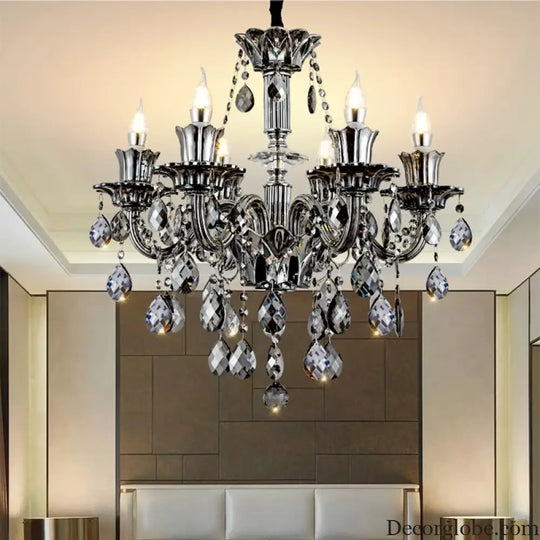 Smoky Gray Crystal Chandelier for Foyer and Staircase Lighting Chandelier