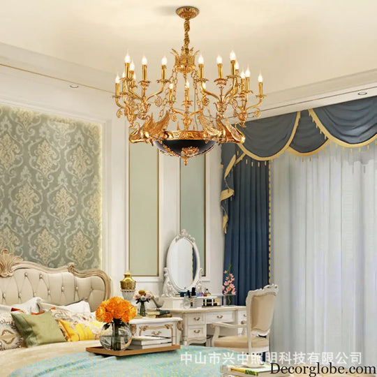 French style copper lamp European luxury court vintage villa bedroom living room creative copper Baroque Swan