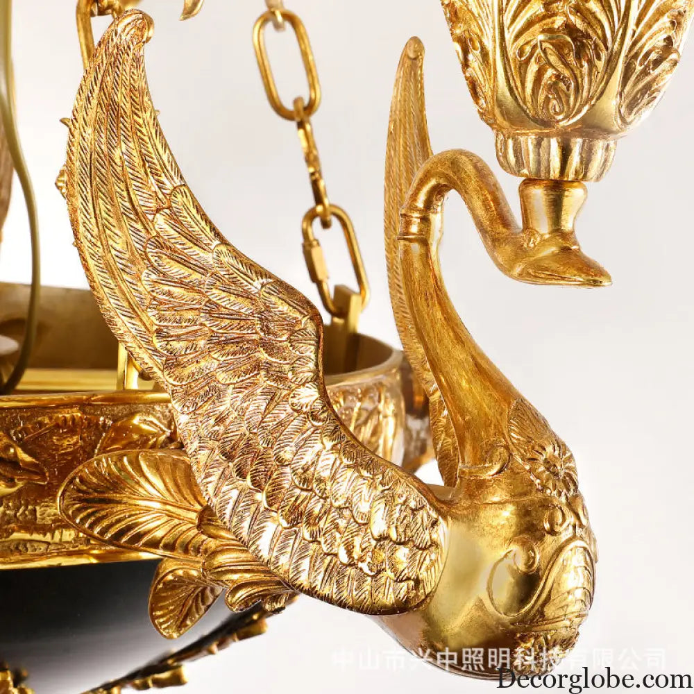 French style copper lamp European luxury court vintage villa bedroom living room creative copper Baroque Swan