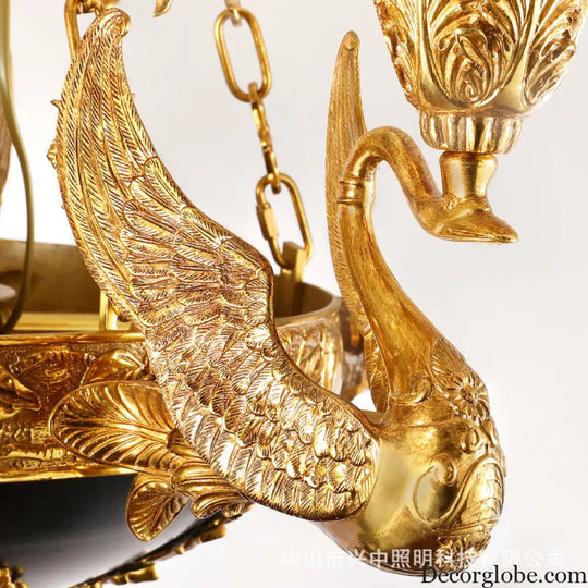 French style copper lamp European luxury court vintage villa bedroom living room creative copper Baroque Swan