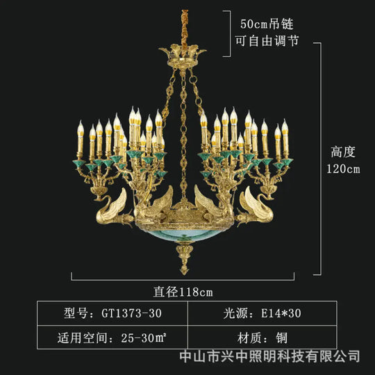 Sofia - French Grand Copper Crystal Villa Chandelier 30-head chandelier (diameter 118cm, height 120cm) Chandelier