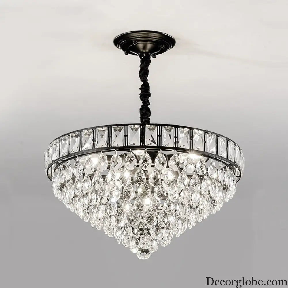 Sylvia Sparkling Symphony: Modern Black 6-Light Chandelier - DecorGlobe