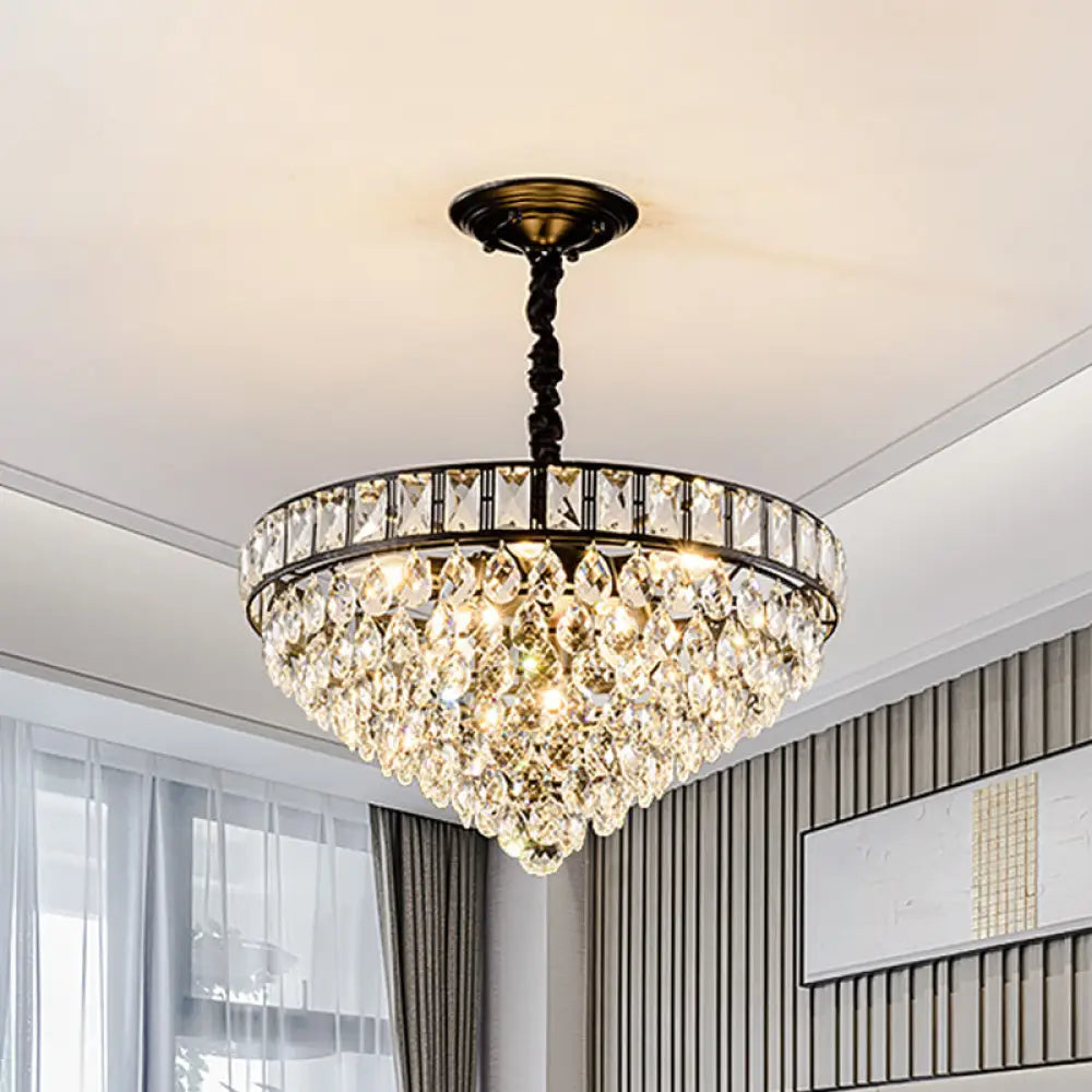 Sylvia Sparkling Symphony: Modern Black 6-Light Chandelier - DecorGlobe