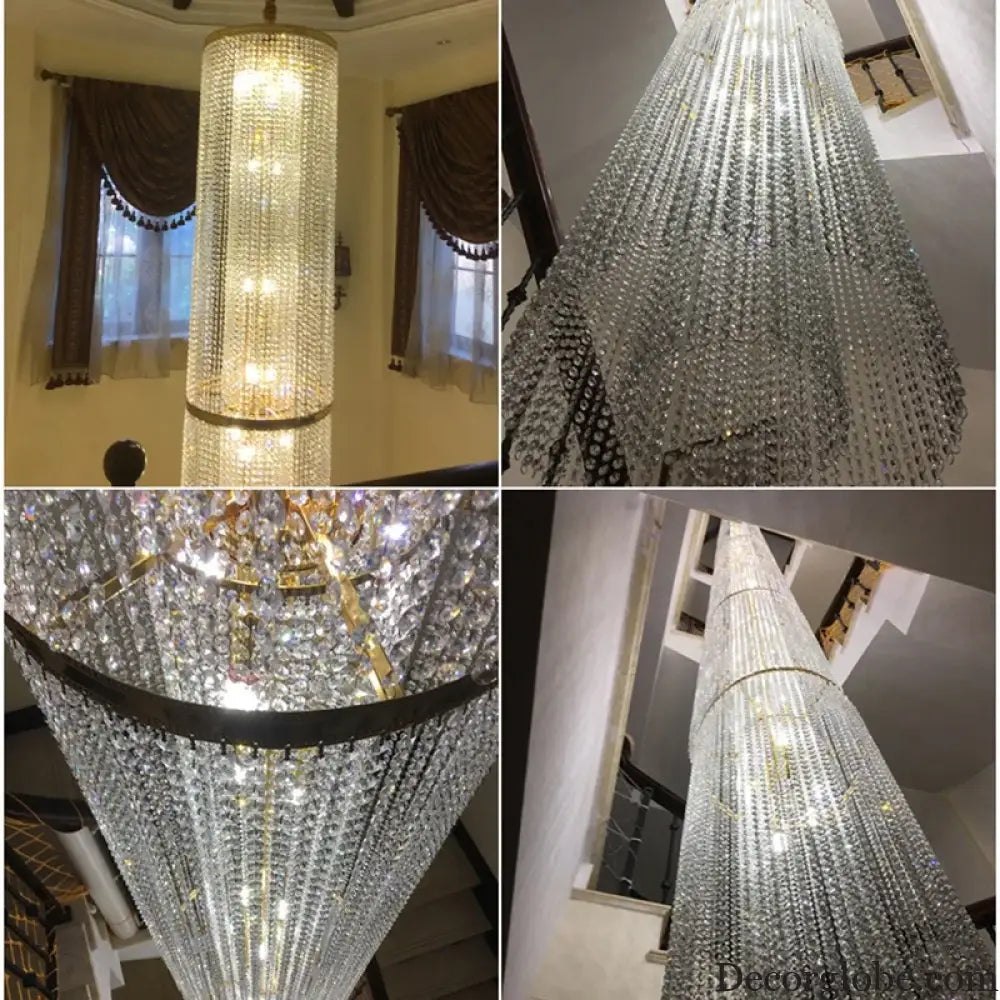 Spiral Staircase Crystal Chandelier for Villa and Hotel Lobby Chandelier