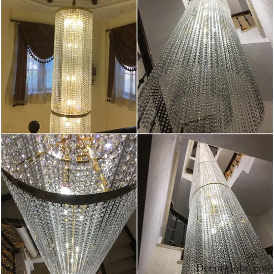 Spiral Staircase Crystal Chandelier for Villa and Hotel Lobby Chandelier