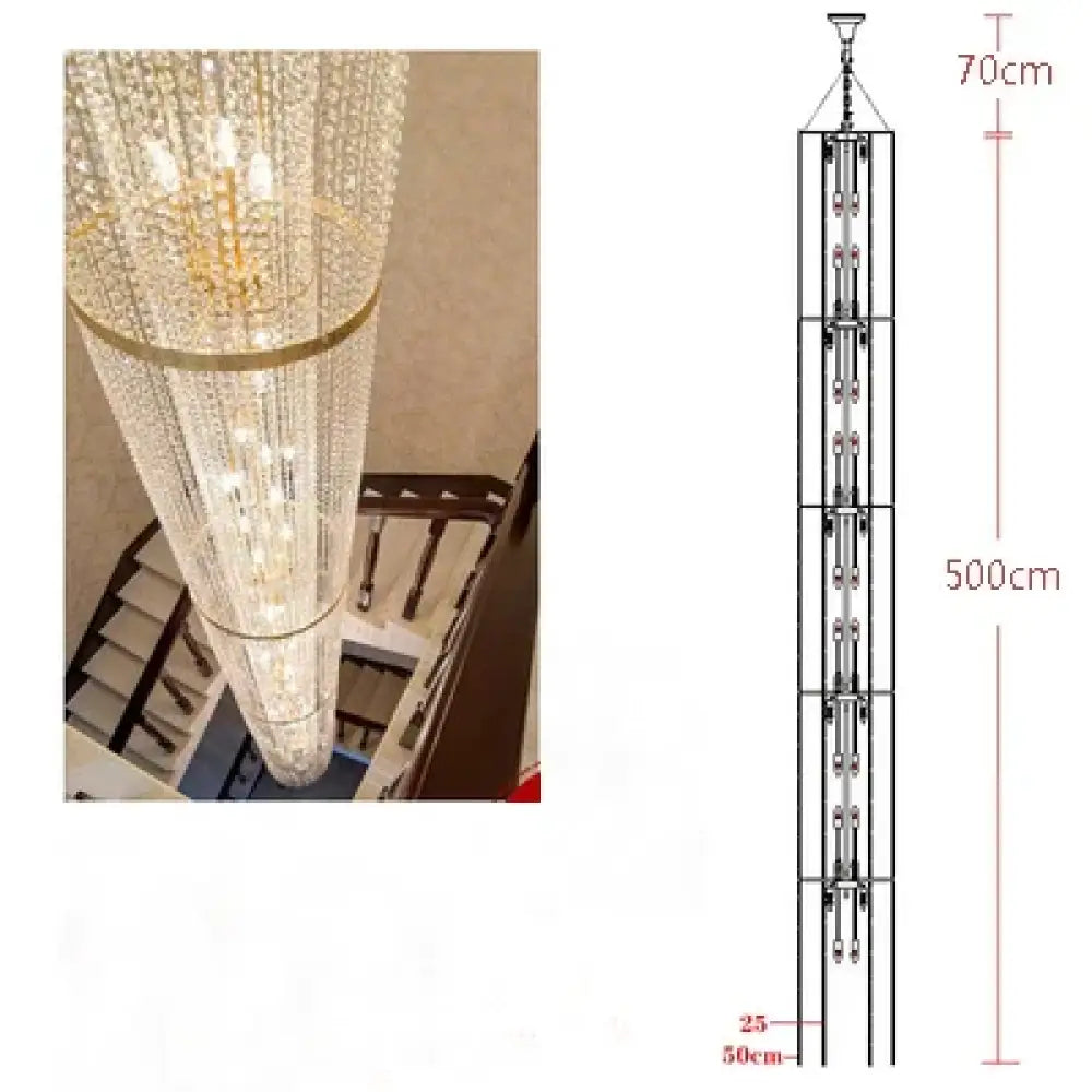 Spiral Staircase Crystal Chandelier for Villa and Hotel Lobby H500cm / Changeable Chandelier