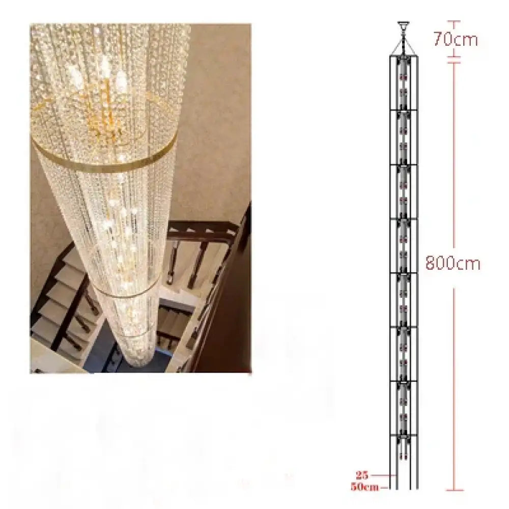 Spiral Staircase Crystal Chandelier for Villa and Hotel Lobby H800cm / Changeable Chandelier