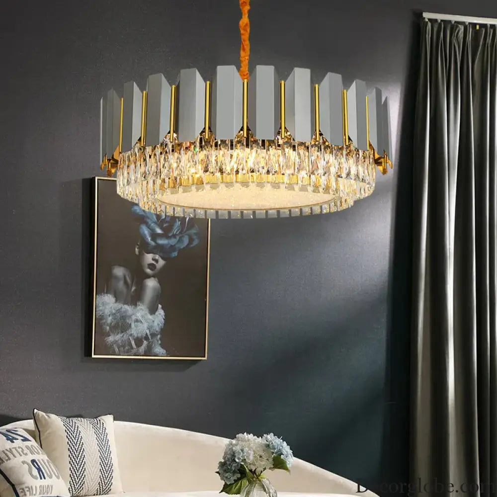 Stainless Steel Light Luxury Crystal Chandelier - A Postmodern Marvel for Living Rooms, Simple Dining Rooms, and Nordic Bedrooms - DecorGlobe