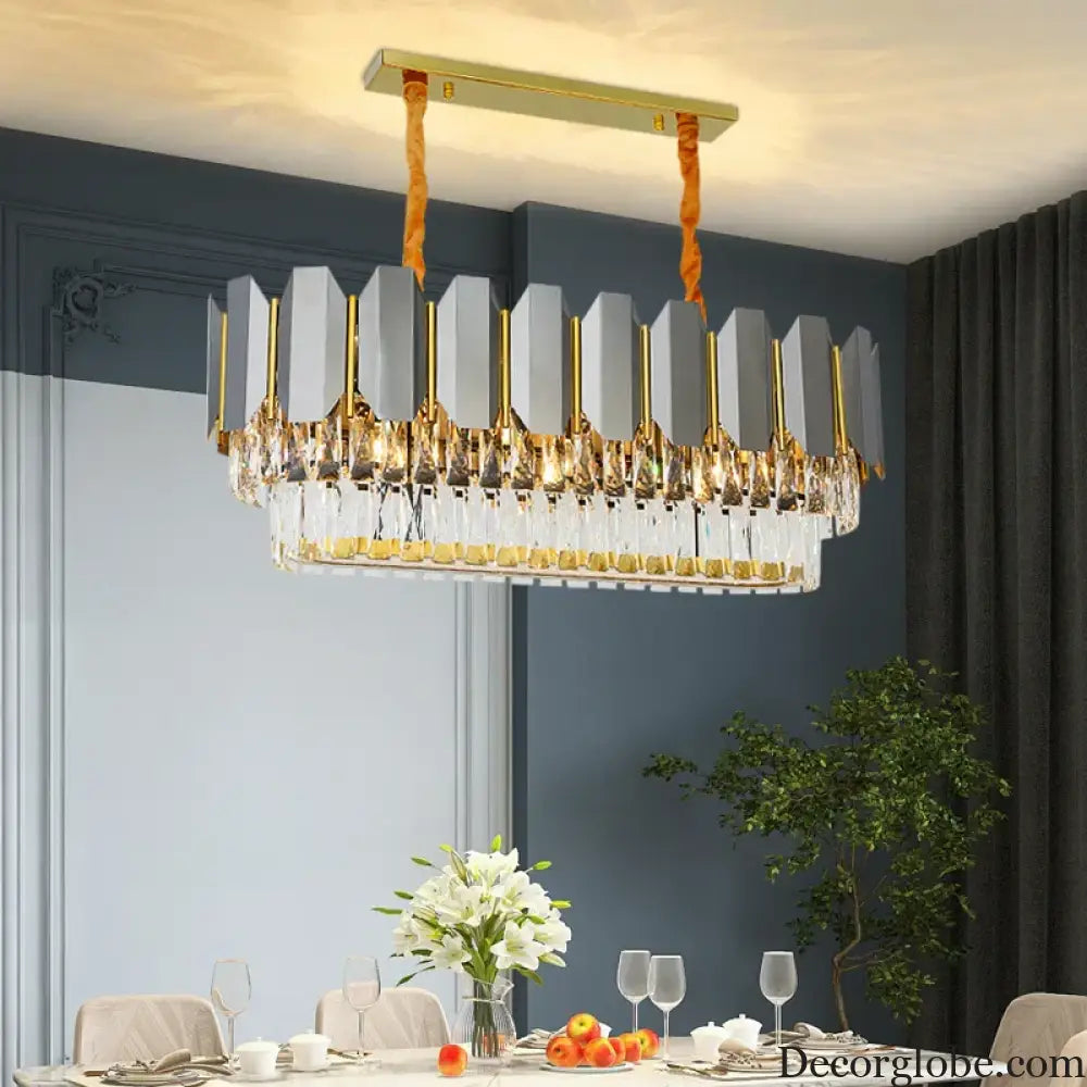 Stainless Steel Light Luxury Crystal Chandelier - A Postmodern Marvel for Living Rooms, Simple Dining Rooms, and Nordic Bedrooms - DecorGlobe