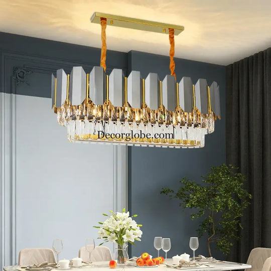 Stainless Steel Light Luxury Crystal Chandelier - A Postmodern Marvel for Living Rooms, Simple Dining Rooms, and Nordic Bedrooms - DecorGlobe