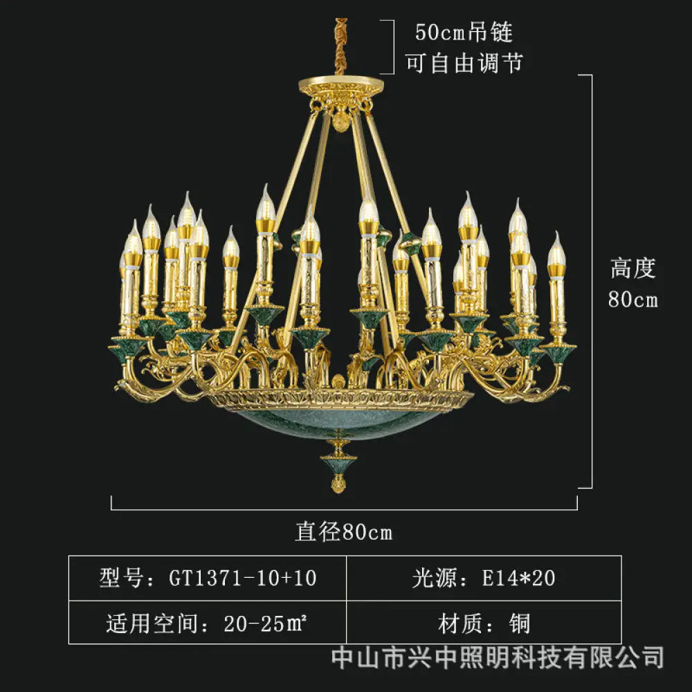 Stella French Retro Copper Crystal Candle Chandelier 10 + 10 head chandelier (diameter 80cm, height 80cm) Chandelier