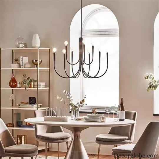 Swoop Arm Chandelier - Retro Elegance for Luxurious Living and Dining Spaces - DecorGlobe