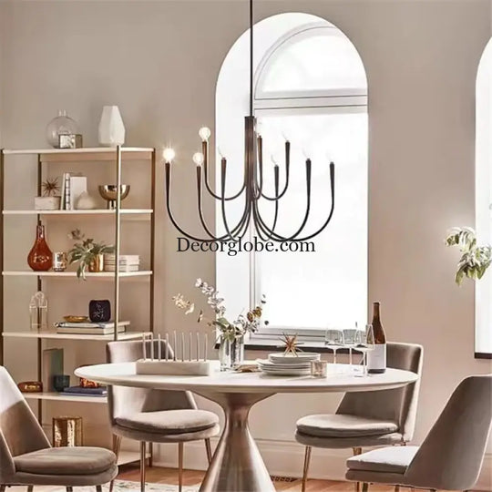 Swoop Arm Chandelier - Retro Elegance for Luxurious Living and Dining Spaces - DecorGlobe