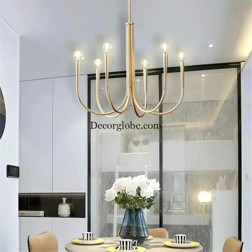 Swoop Arm Chandelier - Retro Elegance for Luxurious Living and Dining Spaces - DecorGlobe