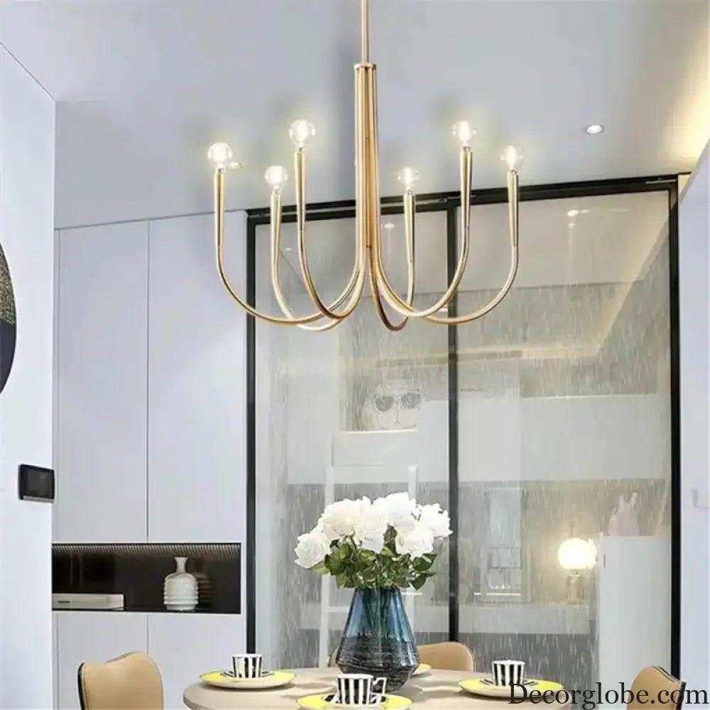 Swoop Arm Chandelier - Retro Elegance for Luxurious Living and Dining Spaces - DecorGlobe