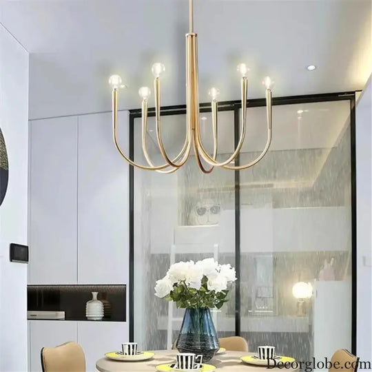 Swoop Arm Chandelier - Retro Elegance for Luxurious Living and Dining Spaces - DecorGlobe