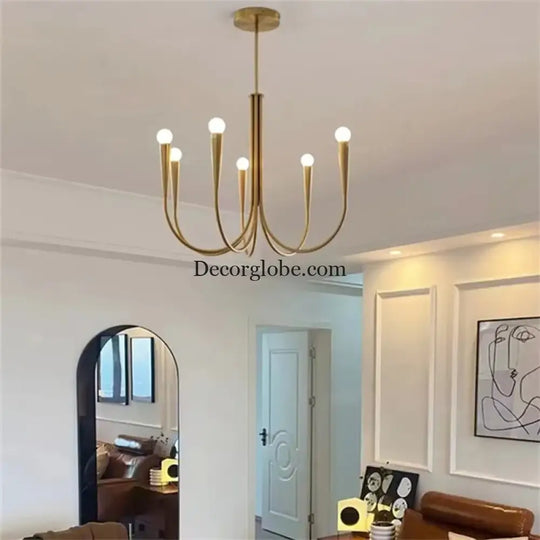 Swoop Arm Chandelier - Retro Elegance for Luxurious Living and Dining Spaces - DecorGlobe