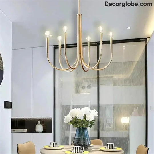 Swoop Arm Chandelier - Retro Elegance for Luxurious Living and Dining Spaces - DecorGlobe