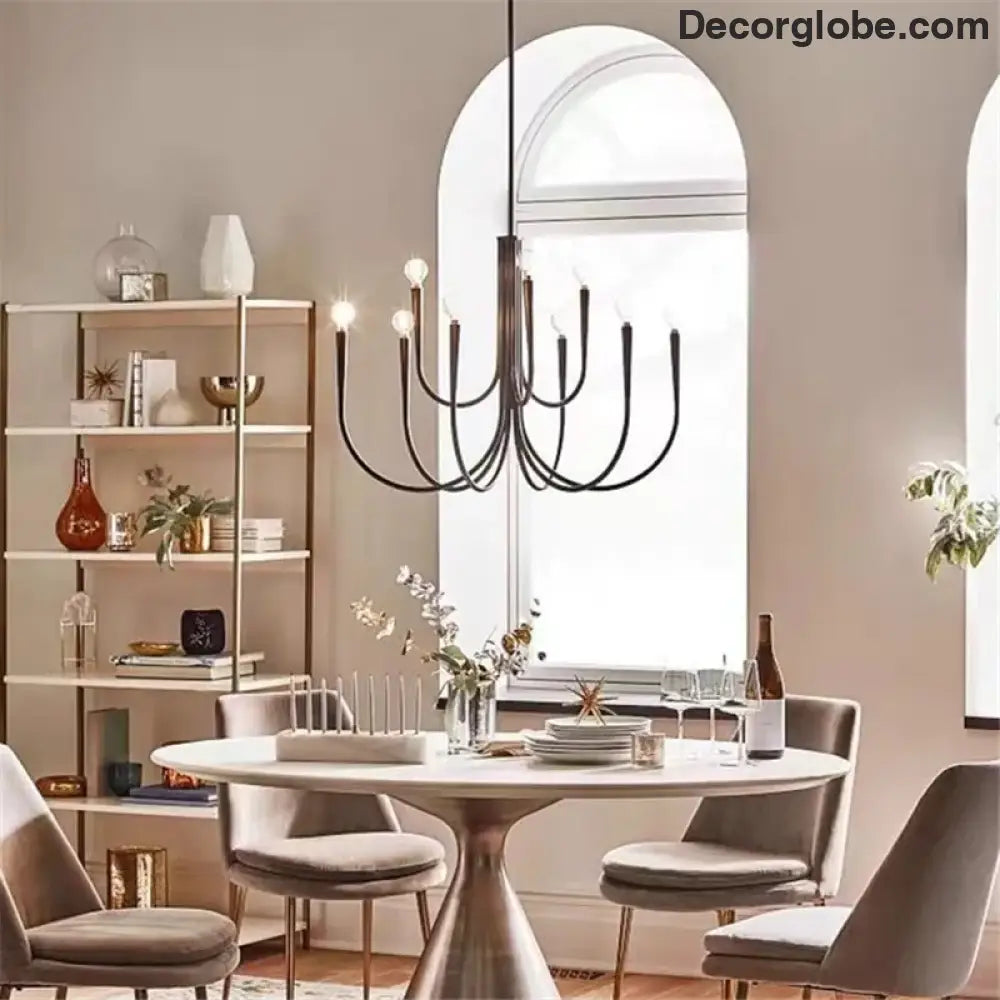 Swoop Arm Chandelier - Retro Elegance for Luxurious Living and Dining Spaces - DecorGlobe