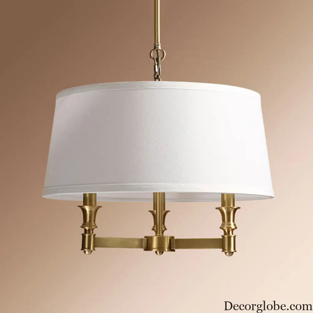 Traditional Drum Chandelier Light - White 3 Lights - Ideal for Dining Room Pendant Lighting White