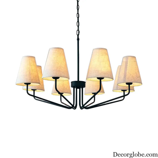 Traditional Fabric Conical Hanging Chandelier with 3/5/6 Lights - Flaxen Pendant Light for Living Room