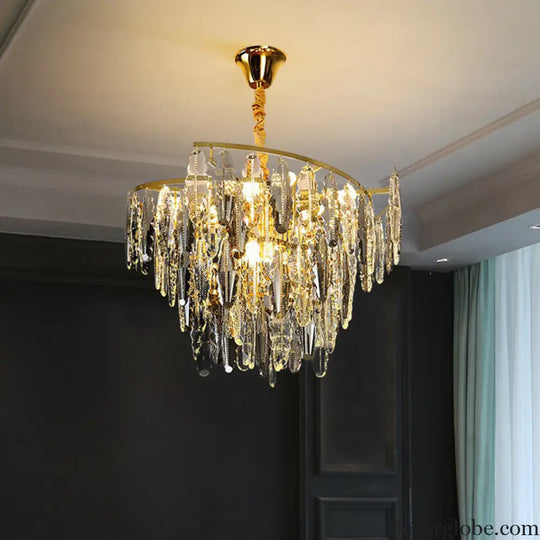 Trinity Modern Crystal Chandelier - Smoke Grey 10-Light Pendant (Leaf Design) - DecorGlobe