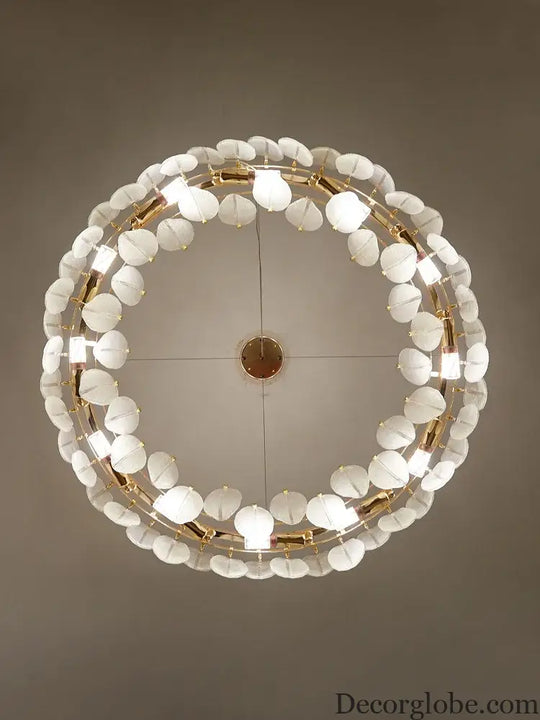 Unique Goose Feather LED Chandelier - Artistic White Glass - Designer Lighting Fixture for Foyer and More - DecorGlobe