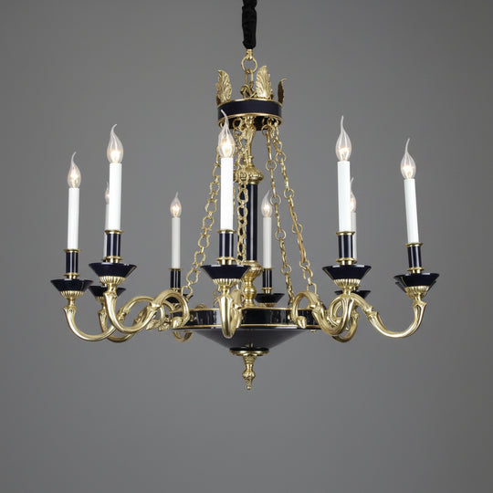 French style copper candle chandelier classical atmosphere living room dining room bedroom lamp European style villa