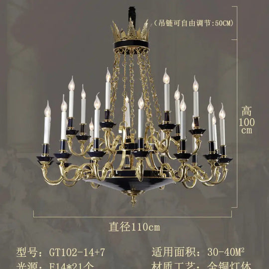 French style copper candle chandelier classical atmosphere living room dining room bedroom lamp European style villa