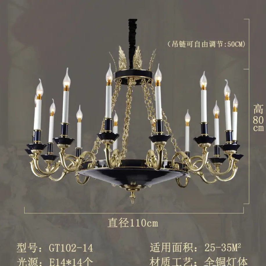 French style copper candle chandelier classical atmosphere living room dining room bedroom lamp European style villa