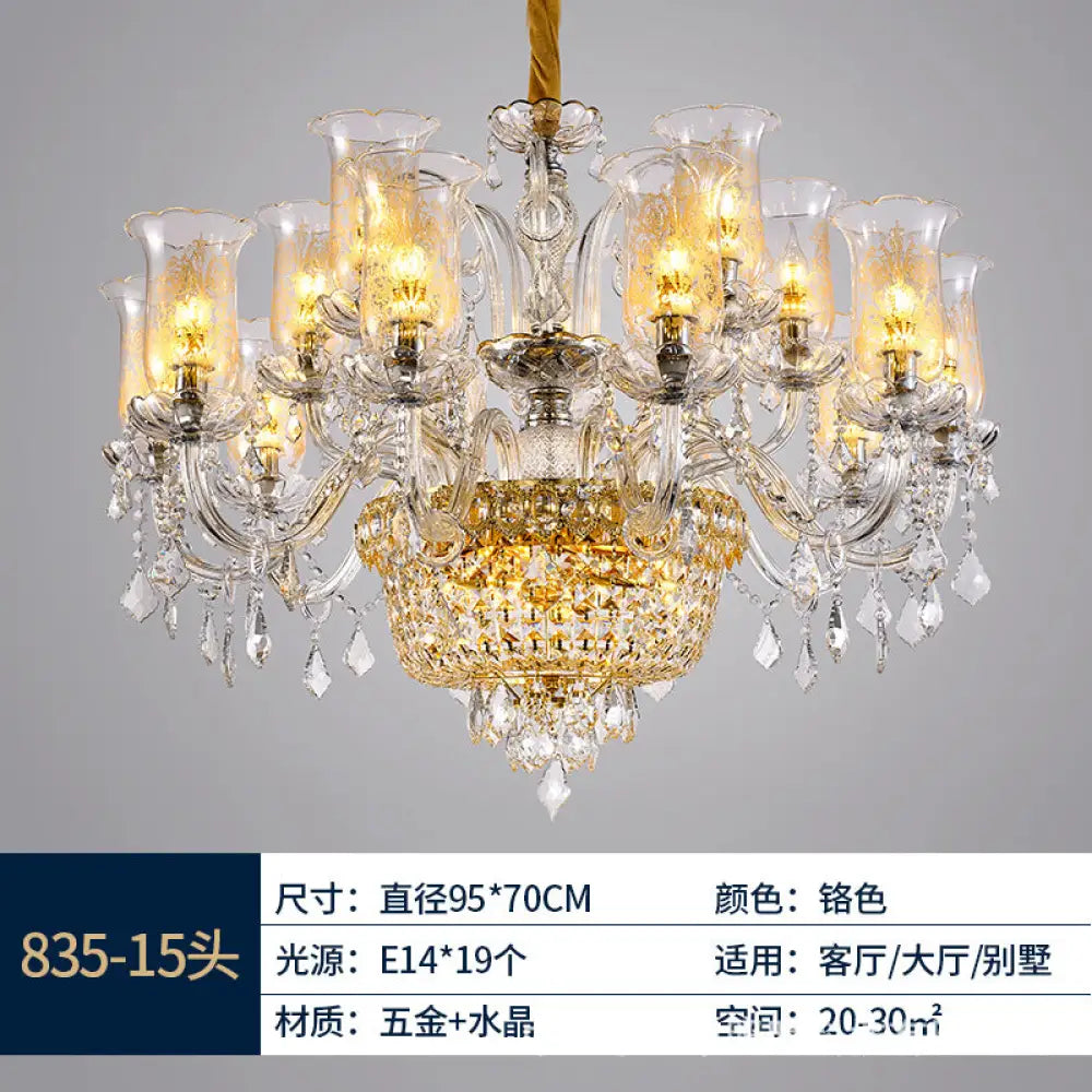 Valentina French European Crystal Branch Chandelier 10 + 5 head chandelier (diameter 95cm, height 70cm) Chandelier