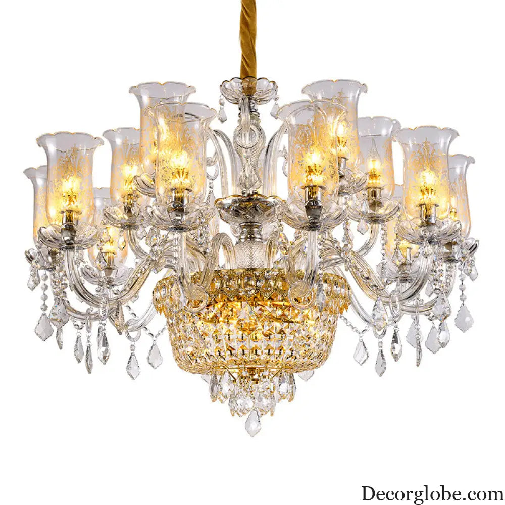 Valentina French European Crystal Branch Chandelier Chandelier