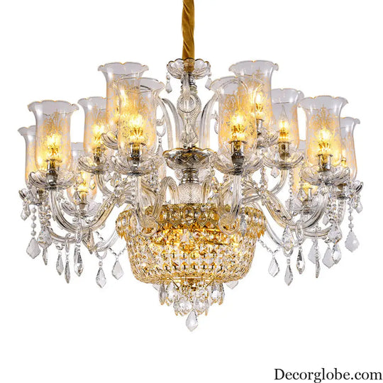 Valentina French European Crystal Branch Chandelier Chandelier