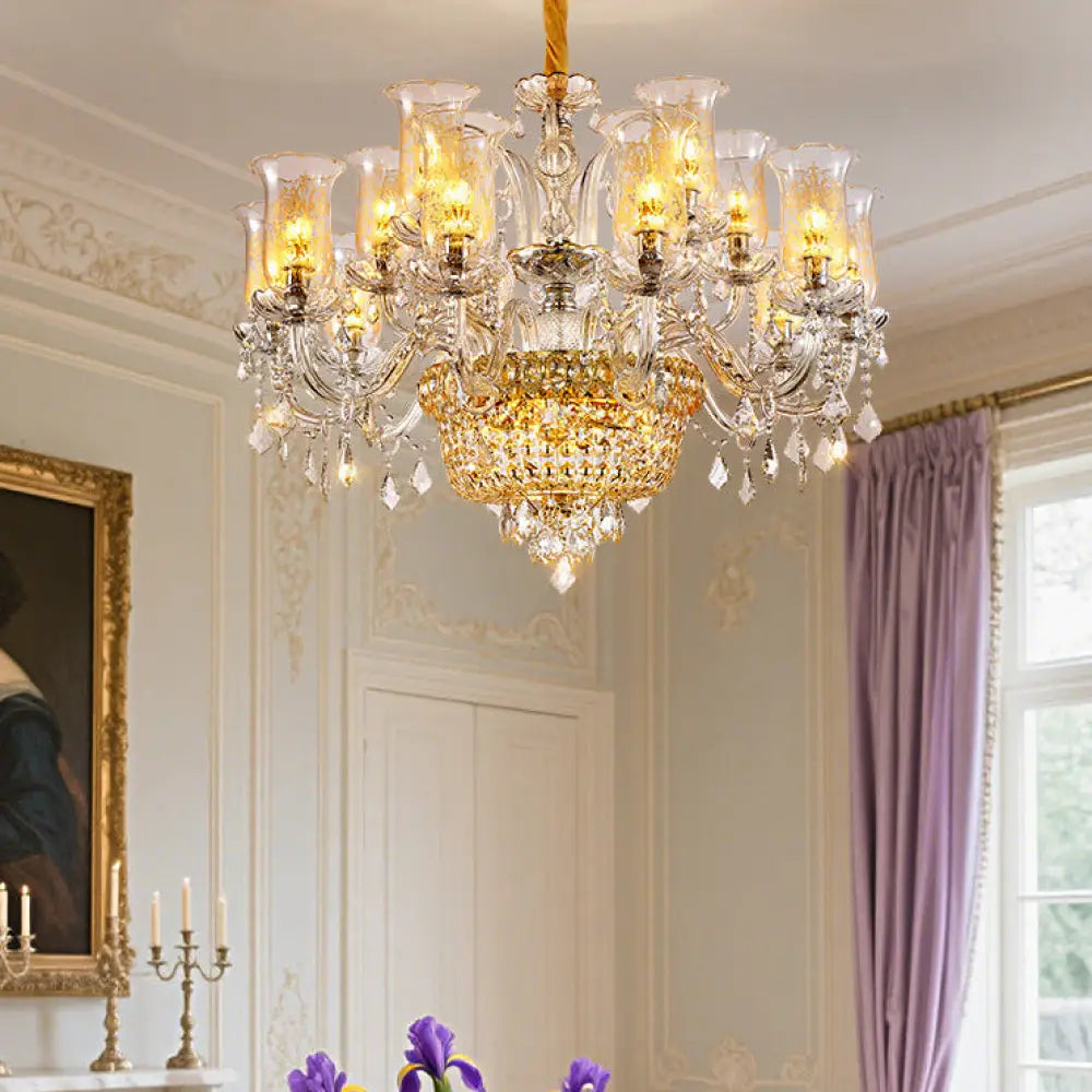 Valentina French European Crystal Branch Chandelier Chandelier