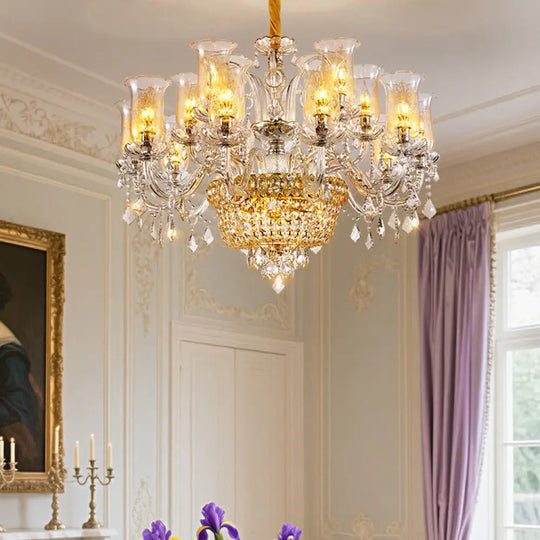 Valentina French European Crystal Branch Chandelier Chandelier