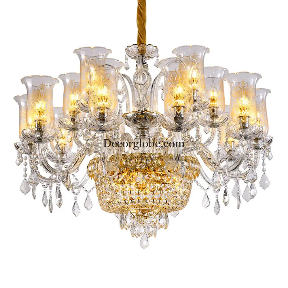 Valentina French European Crystal Branch Chandelier Chandelier