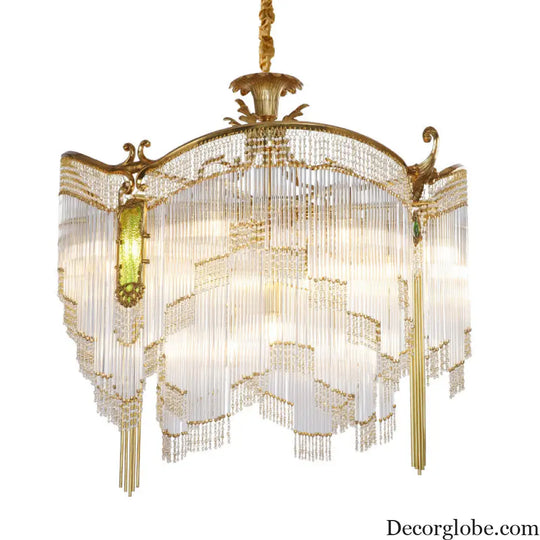 Valentina French Retro Copper Crystal Chandelier – European Dining Room Light Chandelier